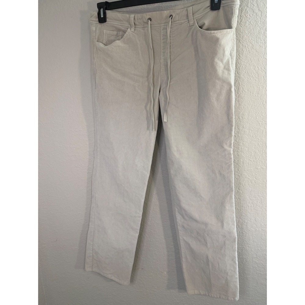 Fresh Produce XL Beige Corduroy Straight Leg Drawstring Pants Cotton Stretch